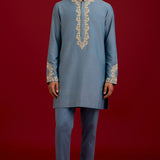 Light Blue Cotton Silk Kurta Set
