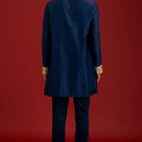 Navy Chanderi Cotton Embroidered Kurta Set