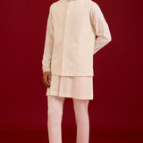 Ivory Cotton Silk Embroidered Bundi Set