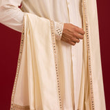 Ivory Silk Embroidered Stole
