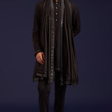 Black Silk Embroidered Stole