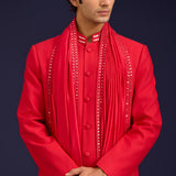 Red Silk Embroidered Stole