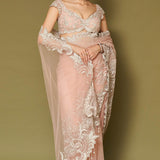 Pink Net Saree Set