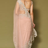 Pink Net Saree Set
