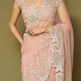 Pink Net Saree Set