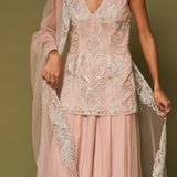 Pink Net Sharara Set