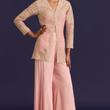 Pink Organza Sharara Set