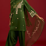 Green Cotton Silk Kurta Set
