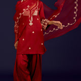 Rust Cotton Silk Kurta Set