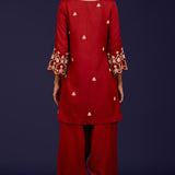 Rust Cotton Silk Kurta Set