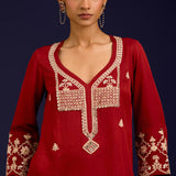 Rust Cotton Silk Kurta Set