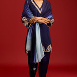 Navy Blue Cotton Silk Kurta Set