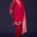 Fuchsia Cotton Silk Kurta Set