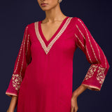 Fuchsia Cotton Silk Kurta Set
