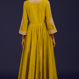 Mustard Silk Anarkali Set