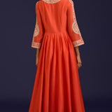 Orange Silk Anarkali Set