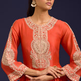 Orange Silk Anarkali Set