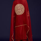 Rust Chinniya Silk Kurta Set