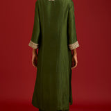 Green Chinniya Silk Kurta Set