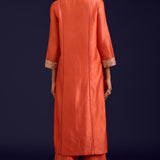 Orange Chinniya Silk Kurta Set