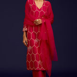 Fuchsia Dori Embroidered Kurta Set