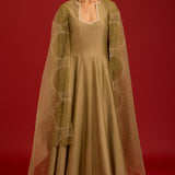 Pistachio Cotton Silk Anarkali Set