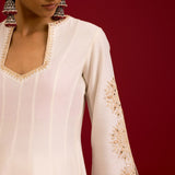 Ivory Cotton Silk Anarkali Set