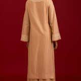 Beige Silk Embroidered Kurta Set