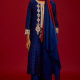 Navy Bandhej Embroidered Kurta Set
