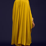 Mustard Blue Modal Satin Kaftan Set