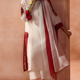 Red Accent Kurta Set