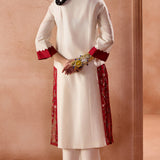 Red Accent Kurta Set