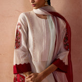 Red Accent Kurta Set