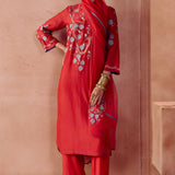 Red Multi-Dori Kurta Set