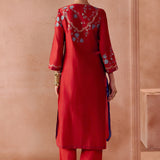 Red Multi-Dori Kurta Set