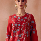 Red Multi-Dori Kurta Set