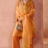 Orange Dori Embroidered Kurta Set