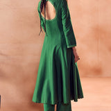 Green Tonal Embroidered Anarkali Set