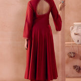 Red Tonal Embroidered Anarkali Set