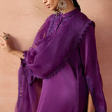 Purple Dori Embroidered Kurta Set