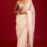Ivory Modal Satin Saree