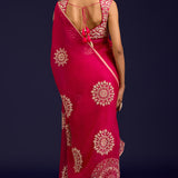 Fuchsia Modal Satin Saree