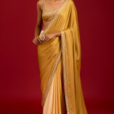 Mustard Modal Satin Saree Set