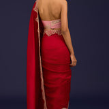 Red Embroidered Silk Saree