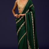 Green Embroidered Silk Saree