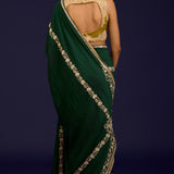 Green Embroidered Silk Saree