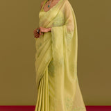 Green Embroidered Saree Set