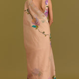 Beige Hand-paint Saree Set