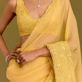 Yellow Embroidered Saree Set