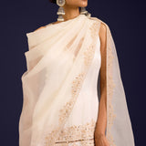 Ivory Modal Satin Sharara Set